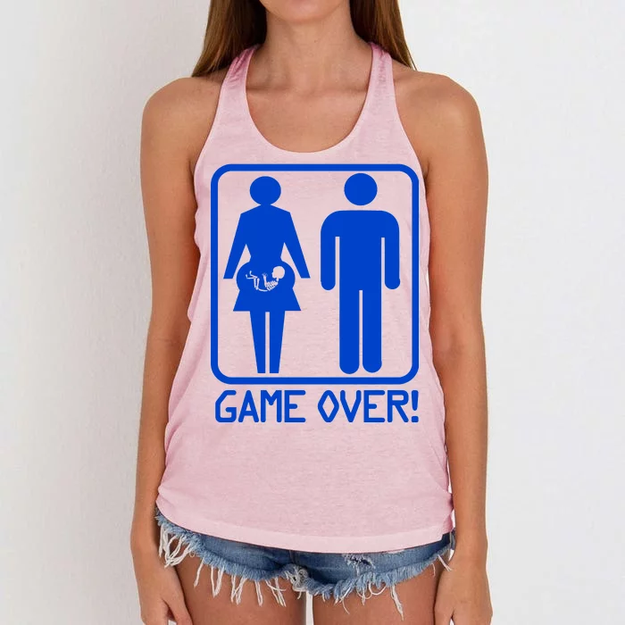 Game Over Pregnant Funny Women's Knotted Racerback Tank