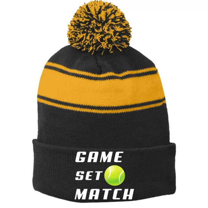 Game Set Match Tennis Stripe Pom Pom Beanie