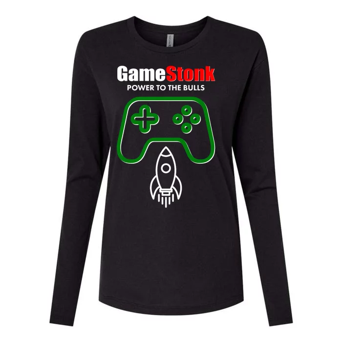 Game Stonk Power To The Bull Game Stop Stock Market Womens Cotton Relaxed Long Sleeve T-Shirt