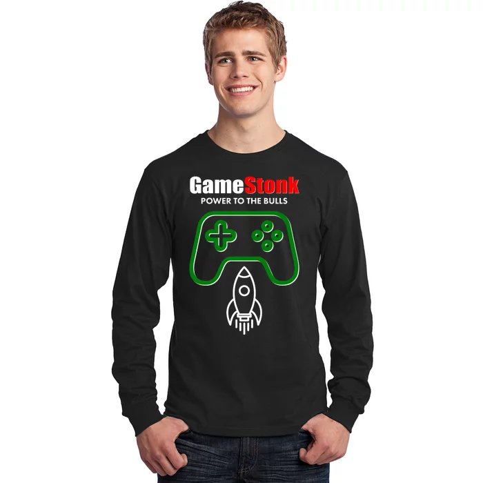 Game Stonk Power To The Bull Game Stop Stock Market Long Sleeve Shirt