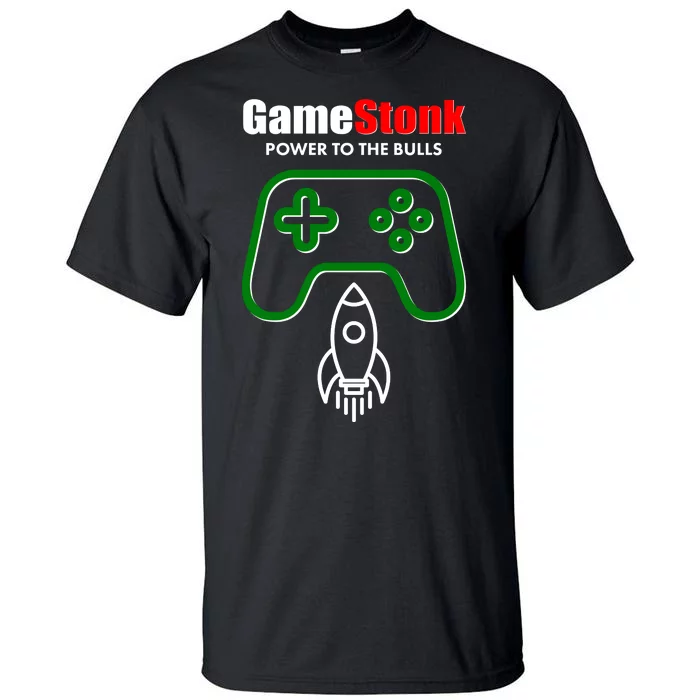 Game Stonk Power To The Bull Game Stop Stock Market Tall T-Shirt