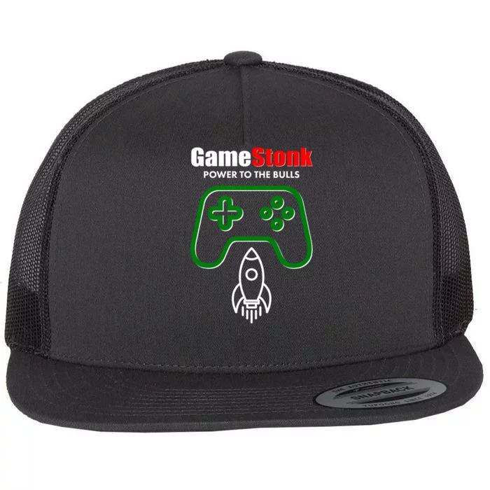 Game Stonk Power To The Bull Game Stop Stock Market Flat Bill Trucker Hat