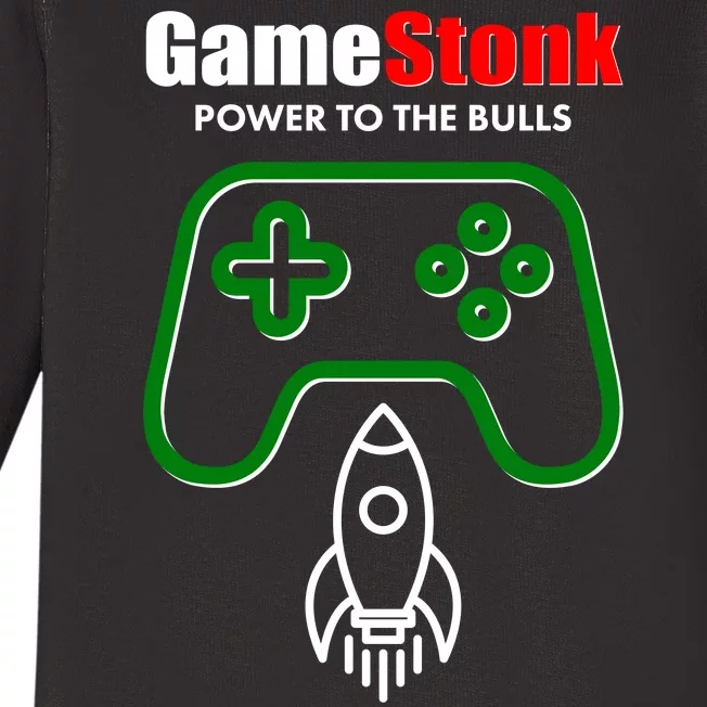 Game Stonk Power To The Bull Game Stop Stock Market Baby Long Sleeve Bodysuit