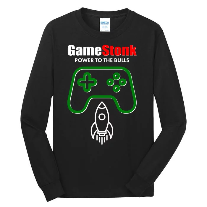 Game Stonk Power To The Bull Game Stop Stock Market Tall Long Sleeve T-Shirt