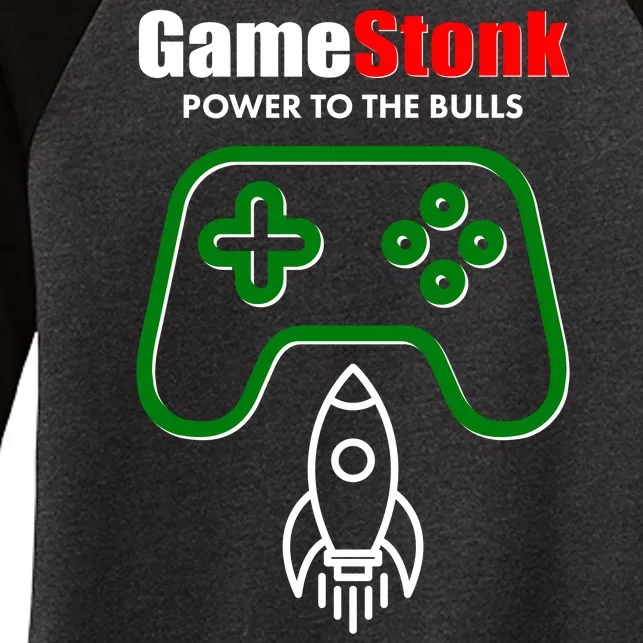 Game Stonk Power To The Bull Game Stop Stock Market Women's Tri-Blend 3/4-Sleeve Raglan Shirt