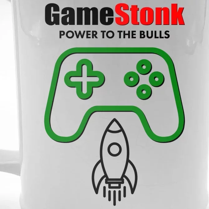 Game Stonk Power To The Bull Game Stop Stock Market Front & Back Beer Stein