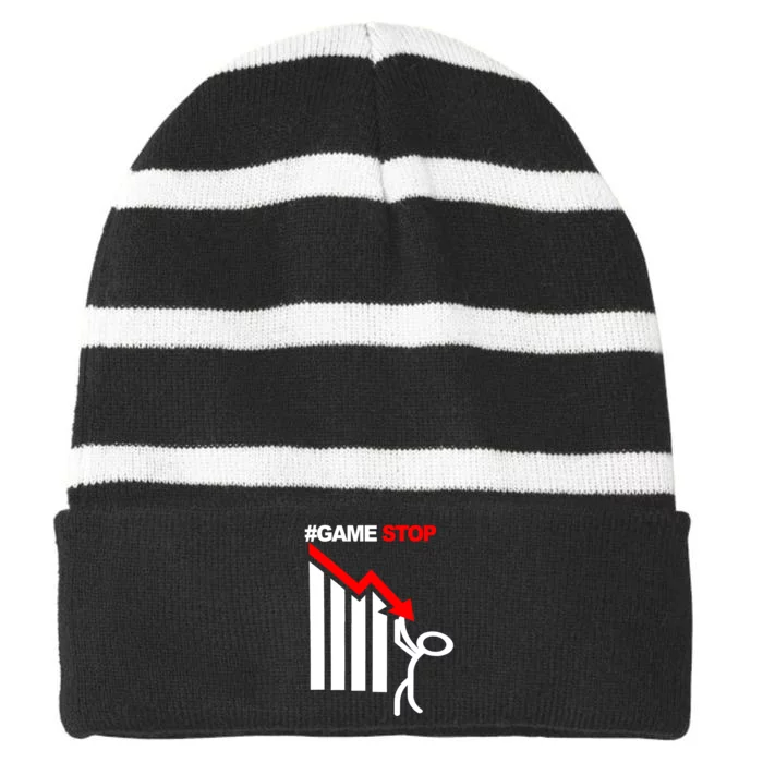 Game Stop Decline Fall Stock Invest Striped Beanie with Solid Band