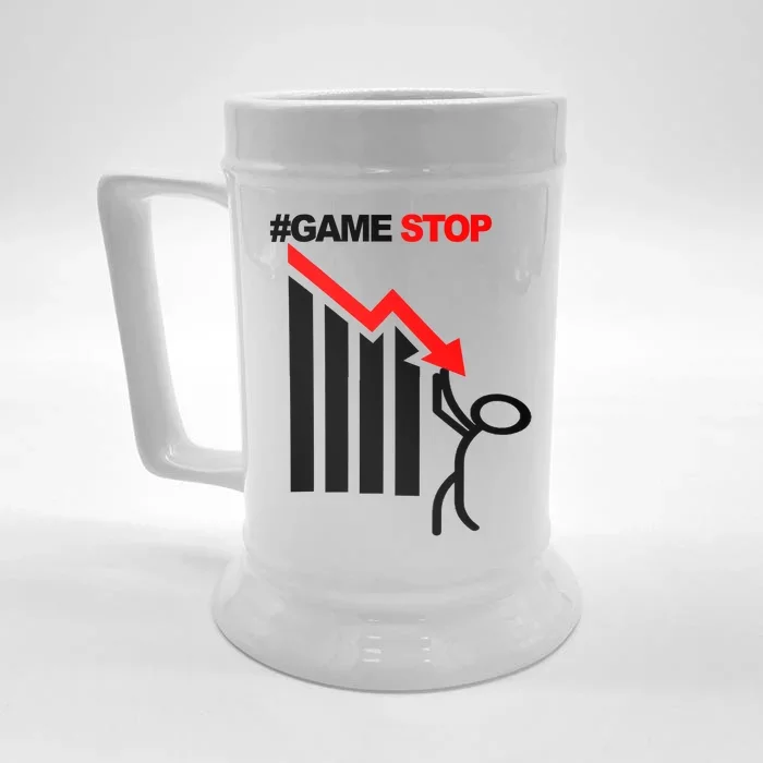 Game Stop Decline Fall Stock Invest Front & Back Beer Stein