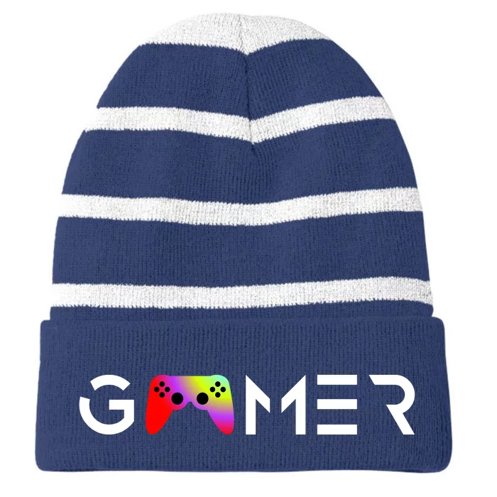 Gamer Striped Beanie with Solid Band