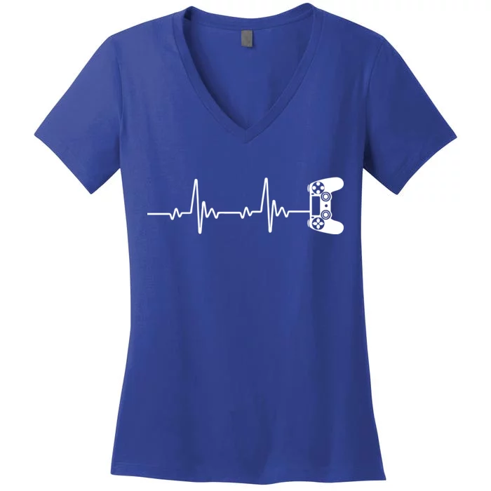 Gamer Controller Heartbeat Pules Women's V-Neck T-Shirt