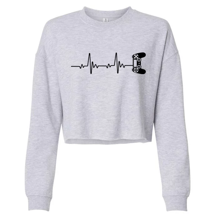 Gamer Controller Heartbeat Pules Cropped Pullover Crew