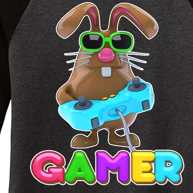 Gamer Easter Bunny Women's Tri-Blend 3/4-Sleeve Raglan Shirt