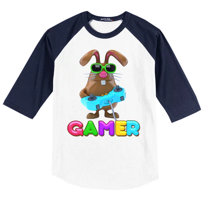 Gamer Easter Bunny Baseball Sleeve Shirt