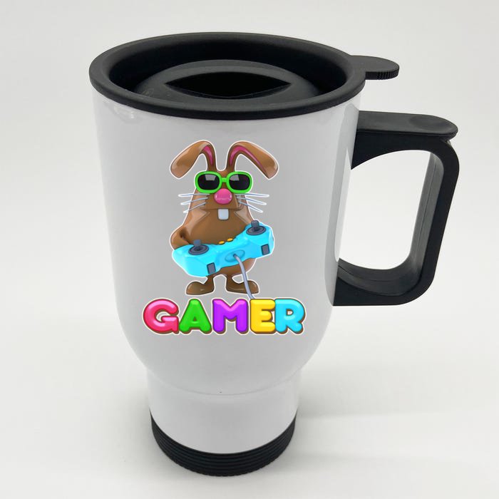 Gamer Easter Bunny Front & Back Stainless Steel Travel Mug