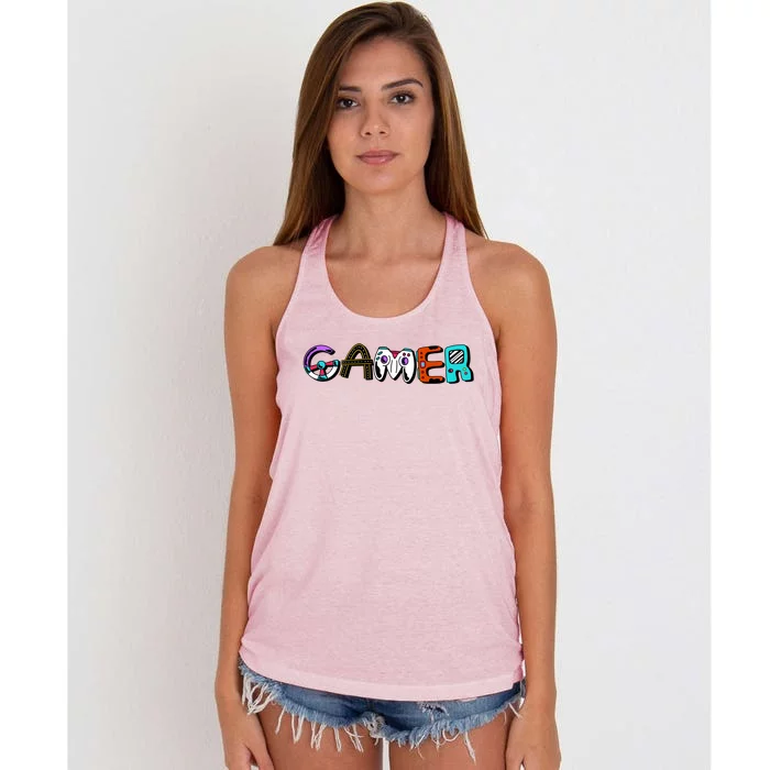 Gamer Element Lettering Women's Knotted Racerback Tank