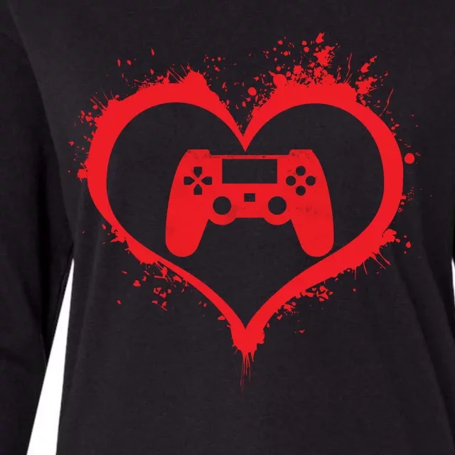 Gamer Heart Womens Cotton Relaxed Long Sleeve T-Shirt