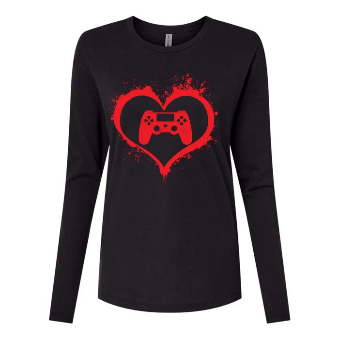 Gamer Heart Womens Cotton Relaxed Long Sleeve T-Shirt