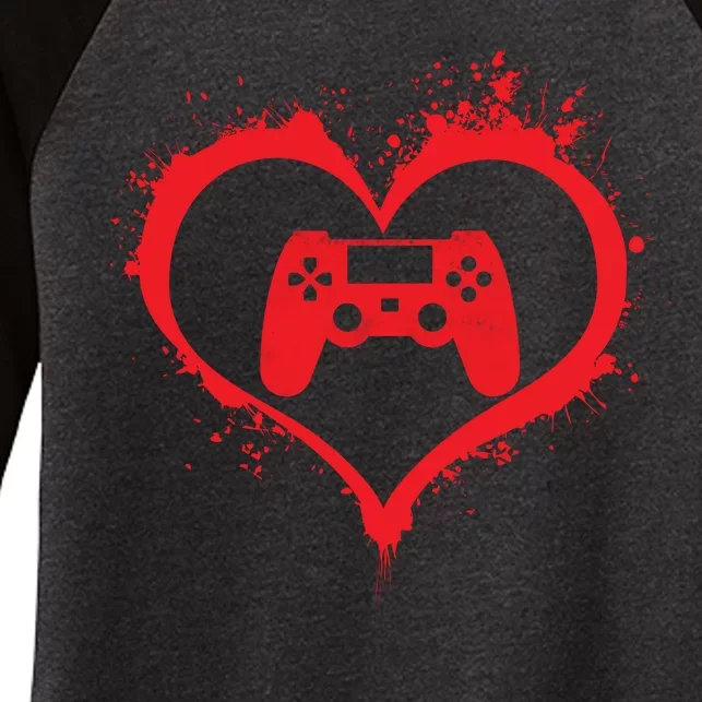 Gamer Heart Women's Tri-Blend 3/4-Sleeve Raglan Shirt