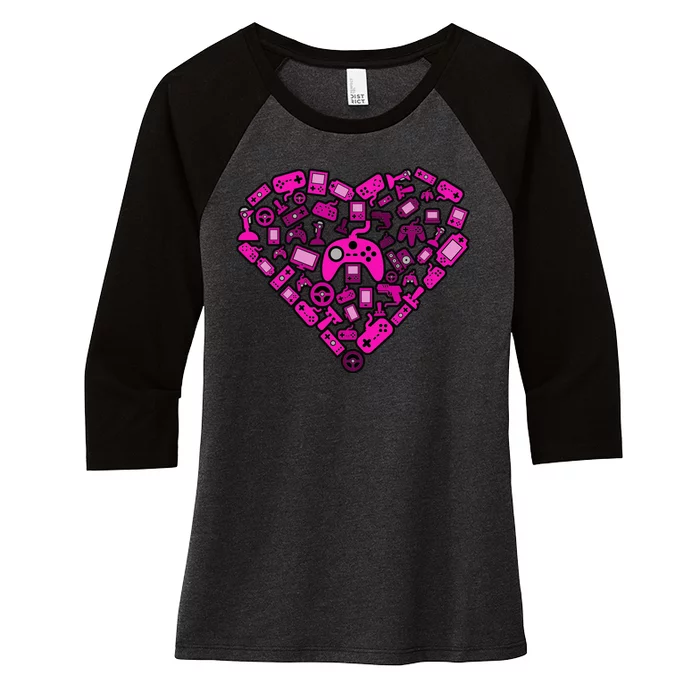 Gamer Love Women's Tri-Blend 3/4-Sleeve Raglan Shirt