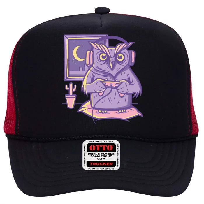 Gamer Owl High Crown Mesh Trucker Hat