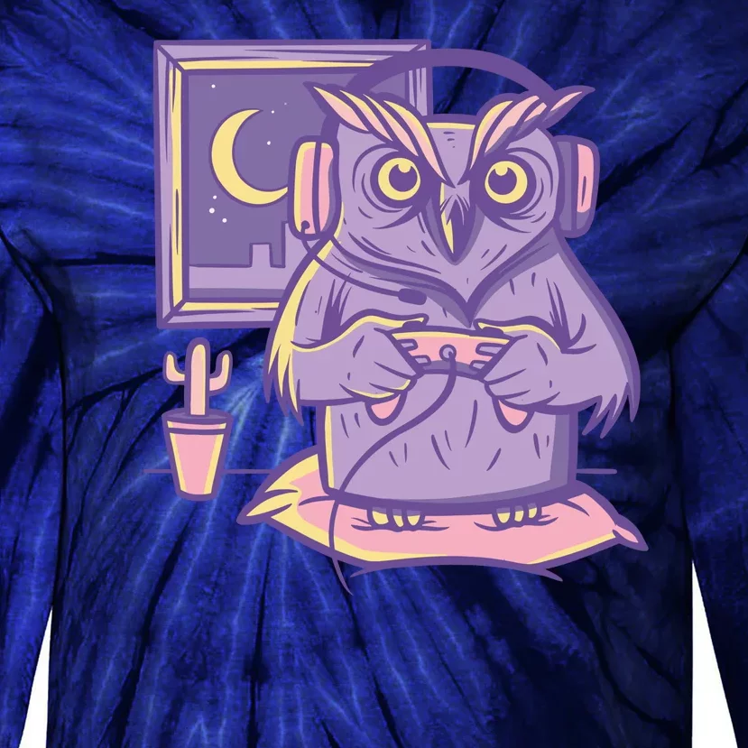 Gamer Owl Tie-Dye Long Sleeve Shirt