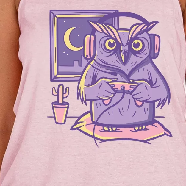 Gamer Owl Women's Knotted Racerback Tank