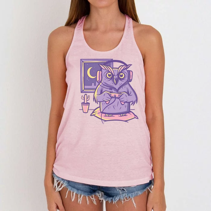 Gamer Owl Women's Knotted Racerback Tank