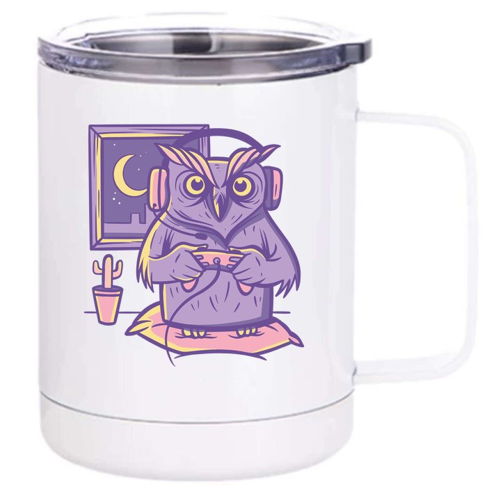 Gamer Owl Front & Back 12oz Stainless Steel Tumbler Cup