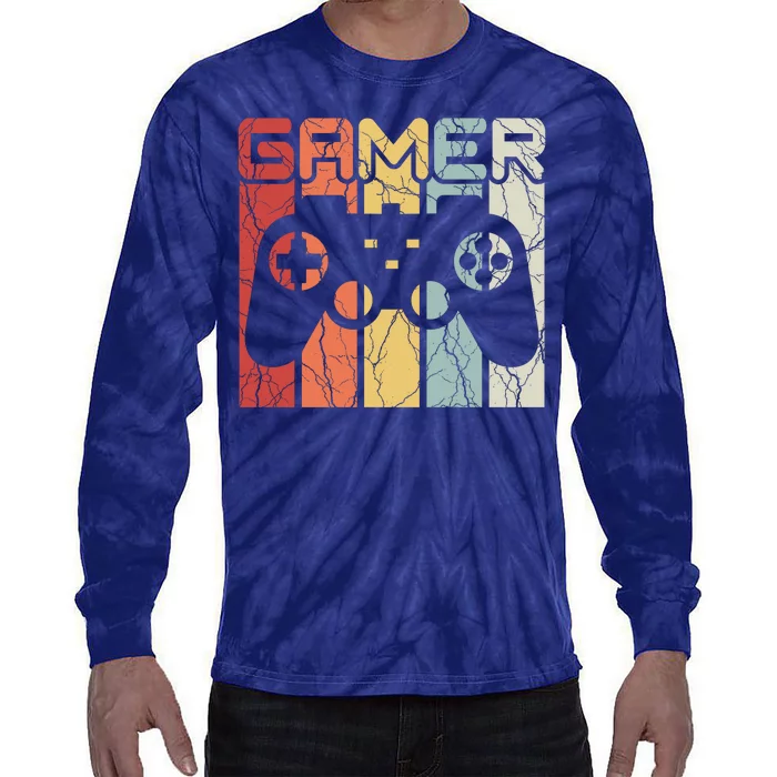 Gamer Retro Controller Tie-Dye Long Sleeve Shirt