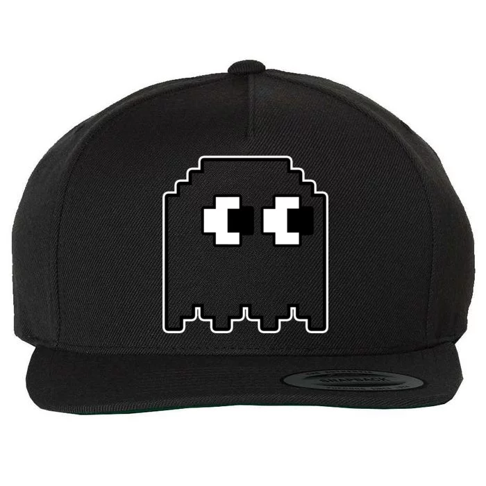 Gamer Retro Pixel Ghost Funny Halloween Wool Snapback Cap