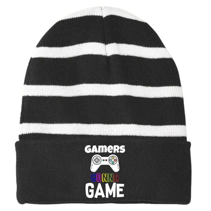 Gamers Gonna Game Striped Beanie with Solid Band