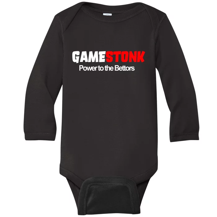 Gamestonk Power To The Bettors Baby Long Sleeve Bodysuit