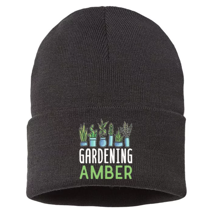 Gardening Amber Name Plant Garden Gardener Sustainable Knit Beanie