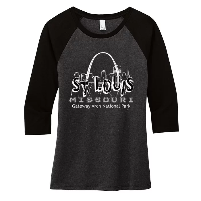 Gateway Arch National Park St. Louis Missouri Souvenir Women's Tri-Blend 3/4-Sleeve Raglan Shirt