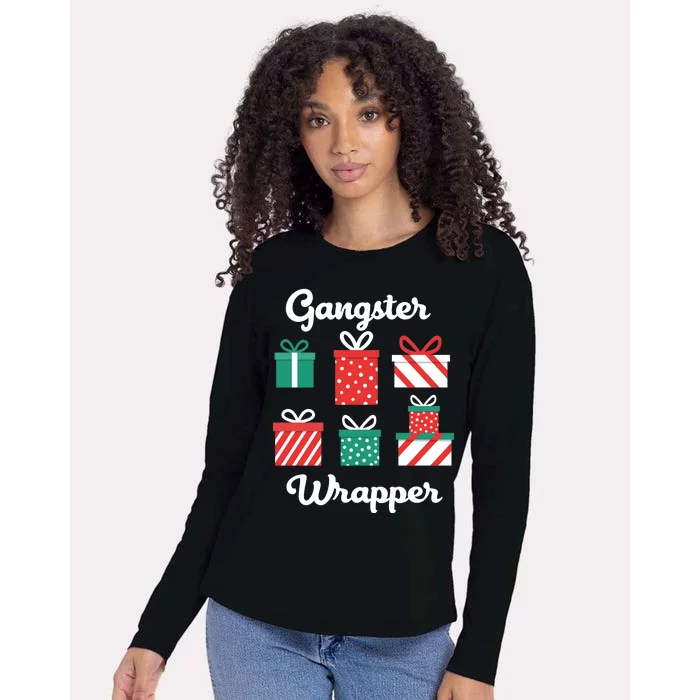 Gangsta Wrapper Funny Christmas Gift Womens Cotton Relaxed Long Sleeve T-Shirt