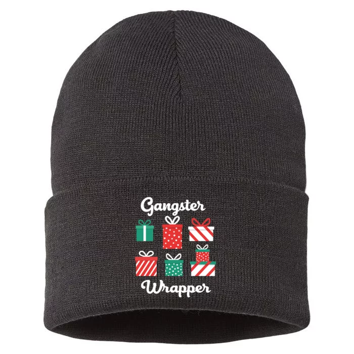 Gangsta Wrapper Funny Christmas Gift Sustainable Knit Beanie