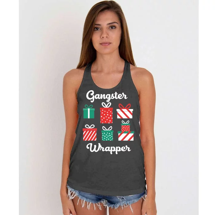 Gangsta Wrapper Funny Christmas Gift Women's Knotted Racerback Tank