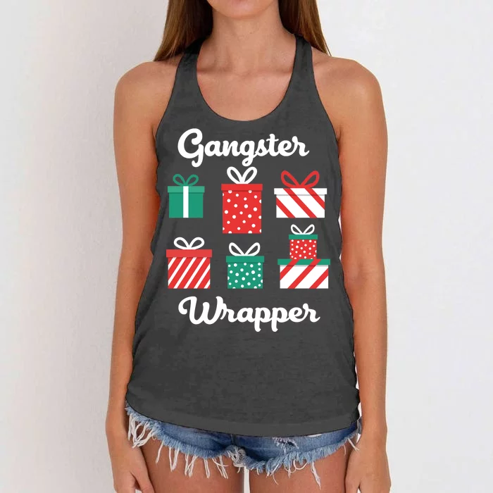 Gangsta Wrapper Funny Christmas Gift Women's Knotted Racerback Tank