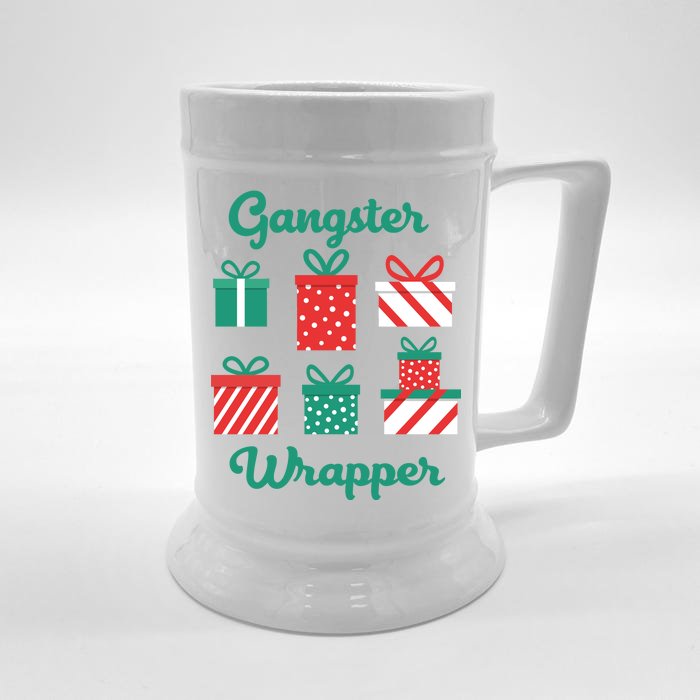 Gangsta Wrapper Funny Christmas Gift Front & Back Beer Stein