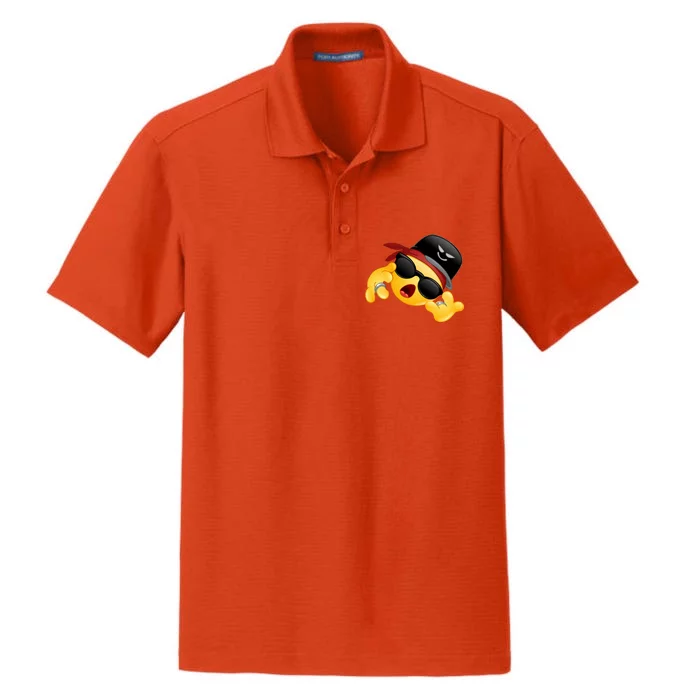 Gangster Emoji Smiley Dry Zone Grid Performance Polo