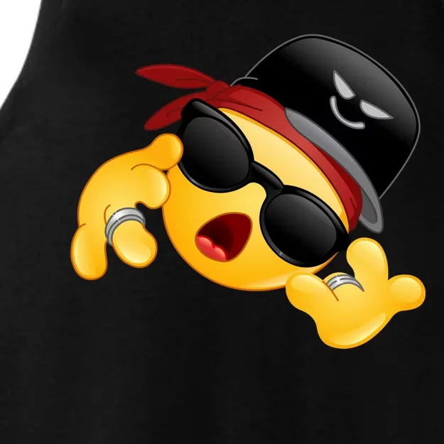 Gangster Emoji Smiley Ladies Tri-Blend Wicking Tank