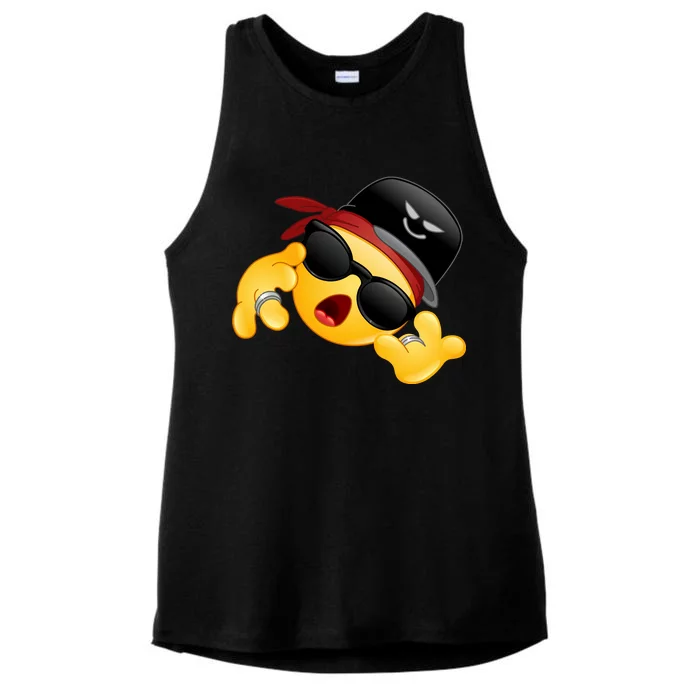 Gangster Emoji Smiley Ladies Tri-Blend Wicking Tank