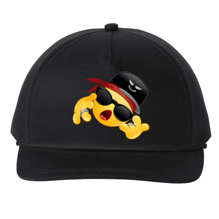 Gangster Emoji Smiley Snapback Five-Panel Rope Hat