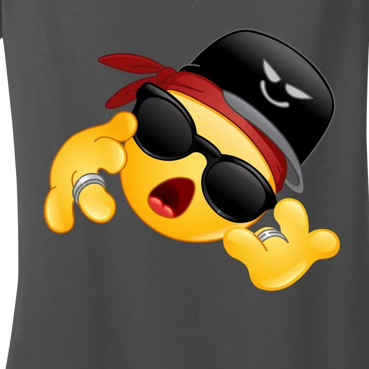 Gangster Emoji Smiley Women's V-Neck T-Shirt