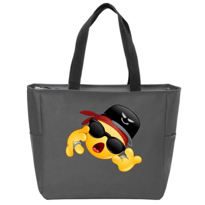 Gangster Emoji Smiley Zip Tote Bag