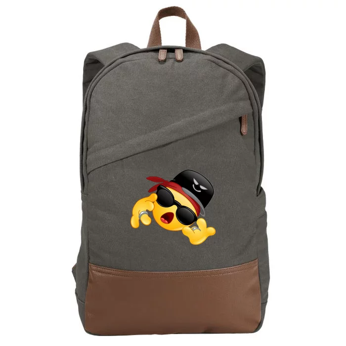 Gangster Emoji Smiley Cotton Canvas Backpack