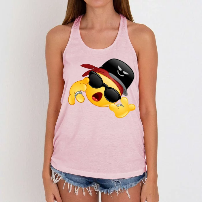 Gangster Emoji Smiley Women's Knotted Racerback Tank