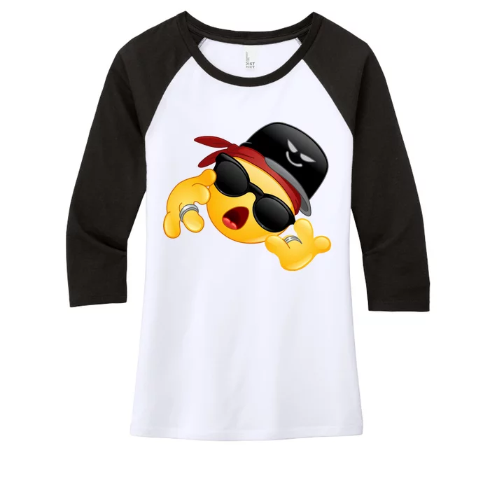 Gangster Emoji Smiley Women's Tri-Blend 3/4-Sleeve Raglan Shirt