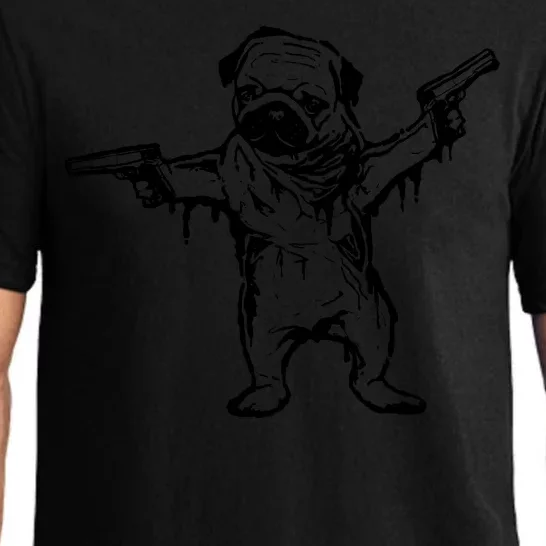 Gangster Pug With Guns Pajama Set