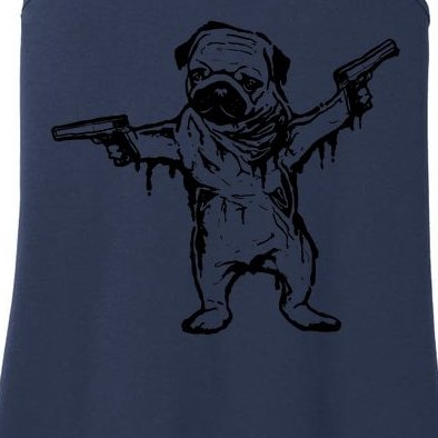 Gangster Pug With Guns Ladies Essential Tank